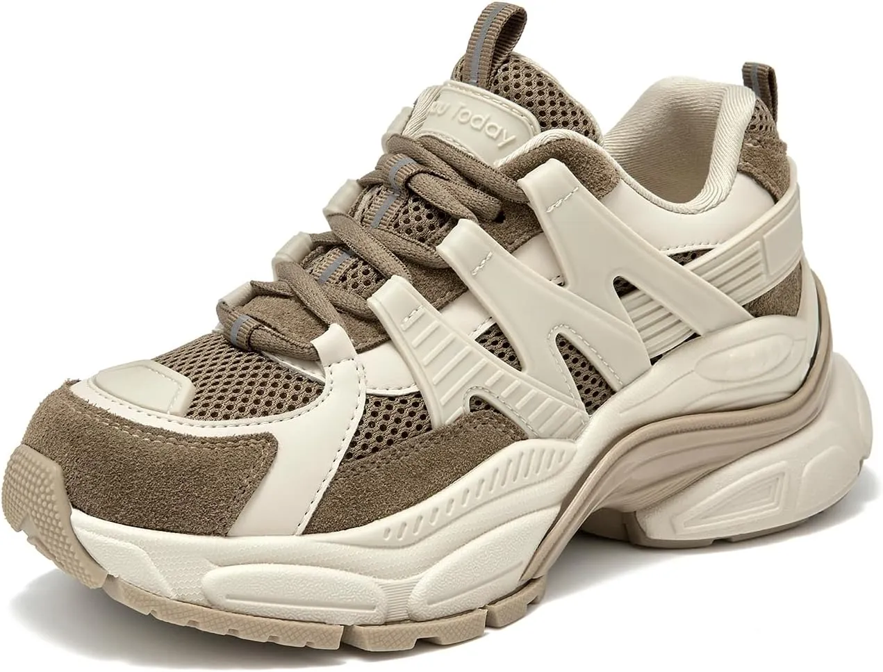 BEAU TODAY Chunky Sneakers for Women, Fashion Platform Sneakers Dad Shoes for Women, Casual Lace-up Walking Shoes