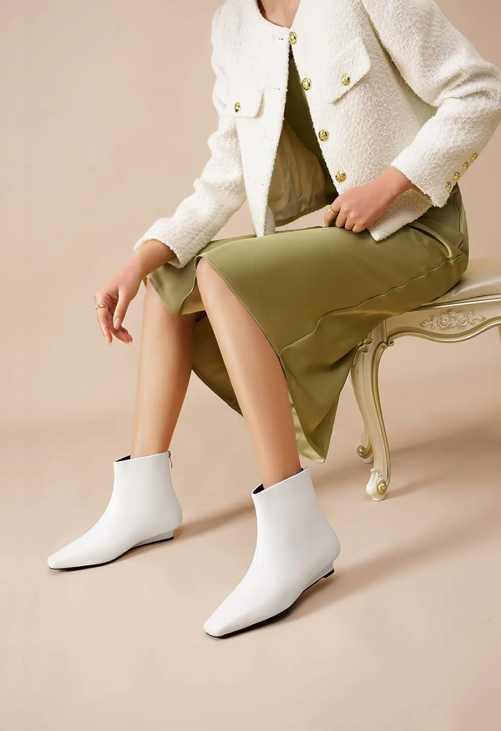 Beauty Cry Women's Booties Low Heel Ankle Boots Square Toe Back Zipper Short Boots