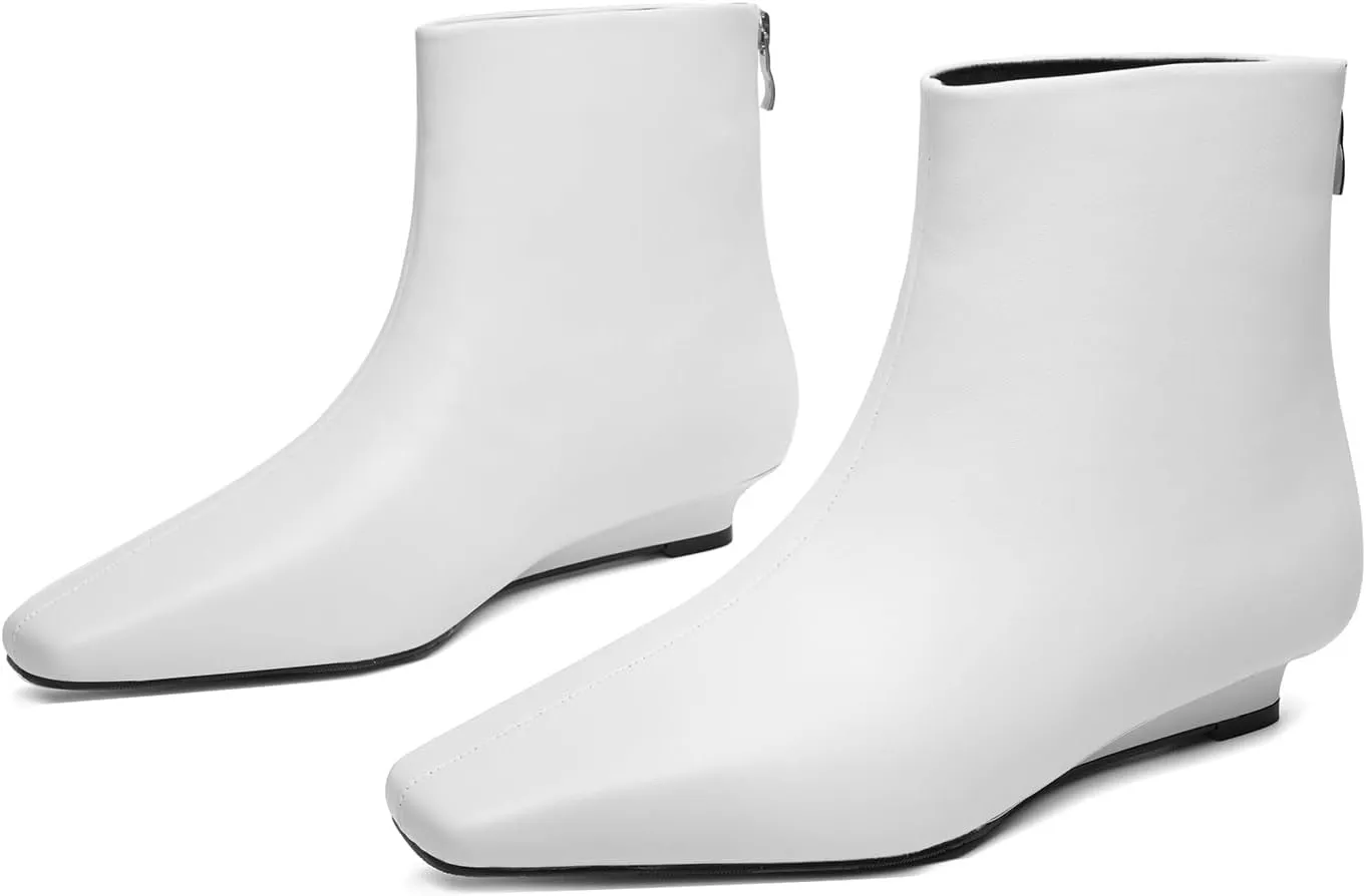 Beauty Cry Women's Booties Low Heel Ankle Boots Square Toe Back Zipper Short Boots