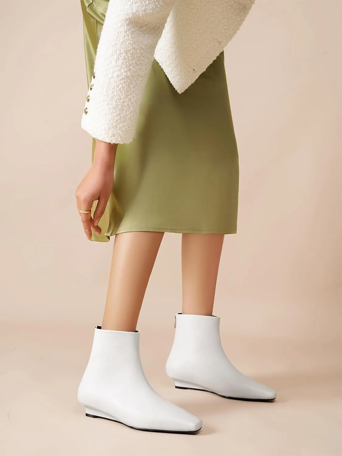 Beauty Cry Women's Booties Low Heel Ankle Boots Square Toe Back Zipper Short Boots