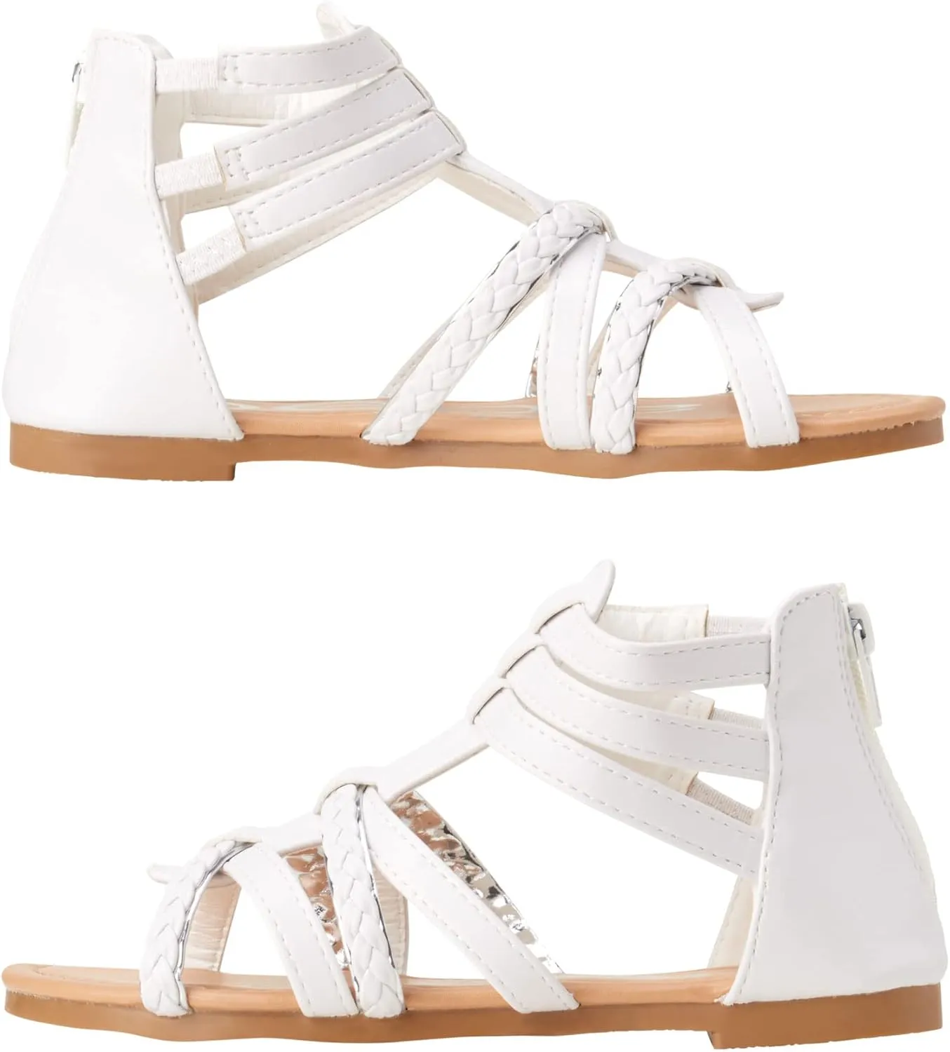 bebe Girls Sandals - Cute Open Toe Braided Strappy Gladiator Summer Sandals, Flower Girl Dress Shoes for Easter Beach Party