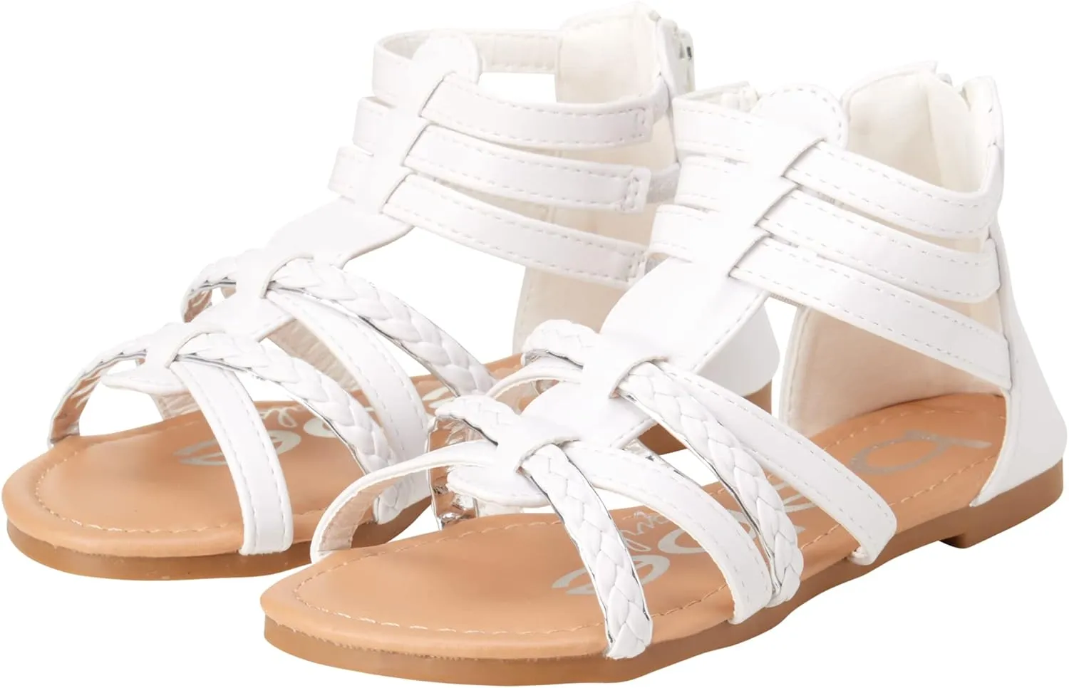 bebe Girls Sandals - Cute Open Toe Braided Strappy Gladiator Summer Sandals, Flower Girl Dress Shoes for Easter Beach Party