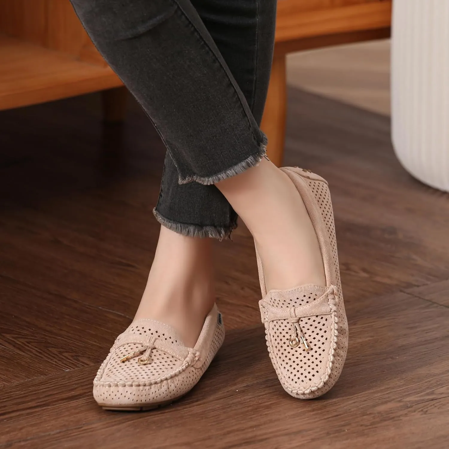 Bernal Loafers for Women with Buckle Comfortable Lightweight Penny Loafers Business Casual Loafers Slip On Flat Work Shoes Non Slip Walking Shoes