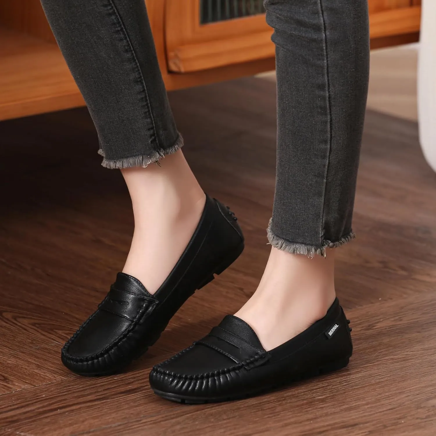 Bernal Women Penny Loafers Casual Comfortable Slip On Flat Shoes Driving Loafers Work Walking Shoes
