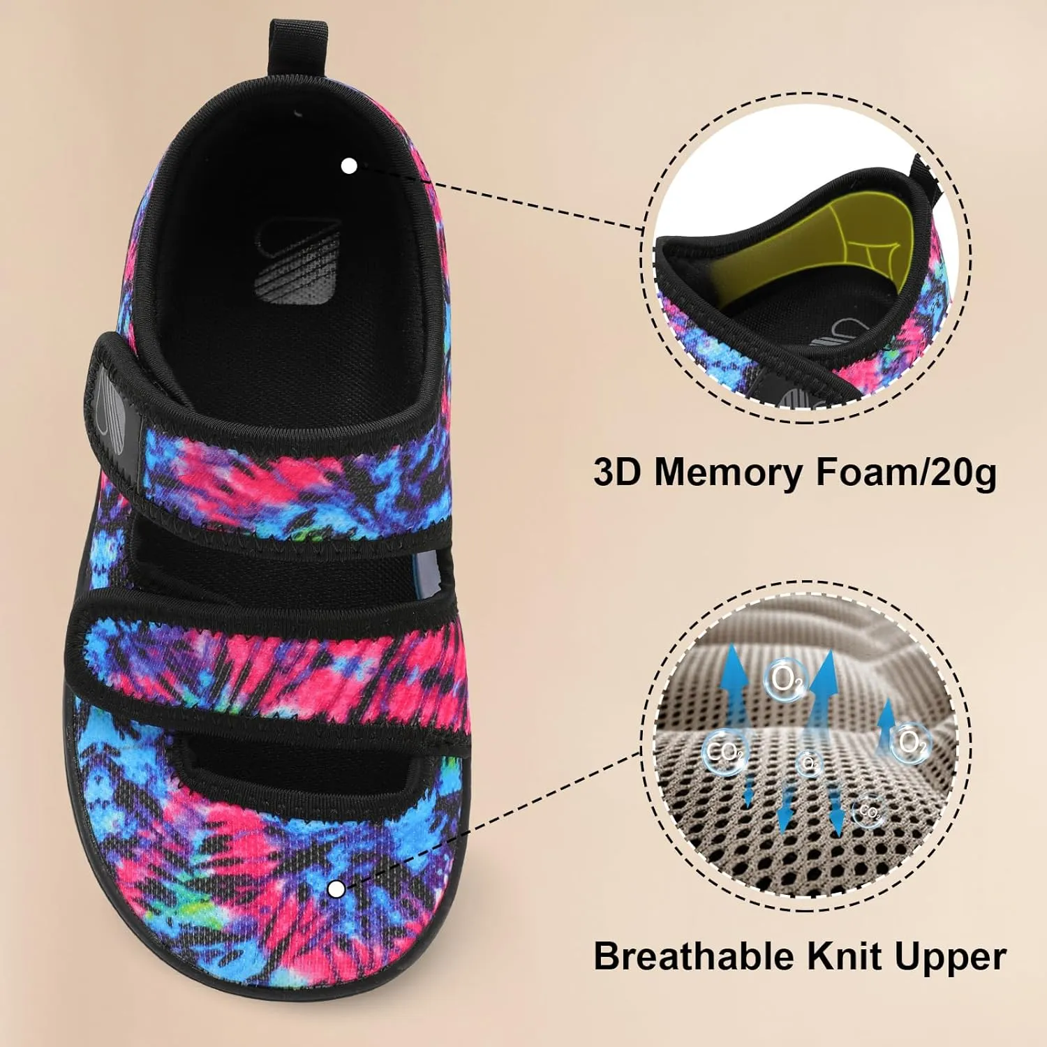 Besroad Womens Walking Shoes Wide Diabetic Shoes Adjustable Barefoot Casual Sneakers Breathable Zero Drop Arthritis Edema Sneakers Indoor Outdoor