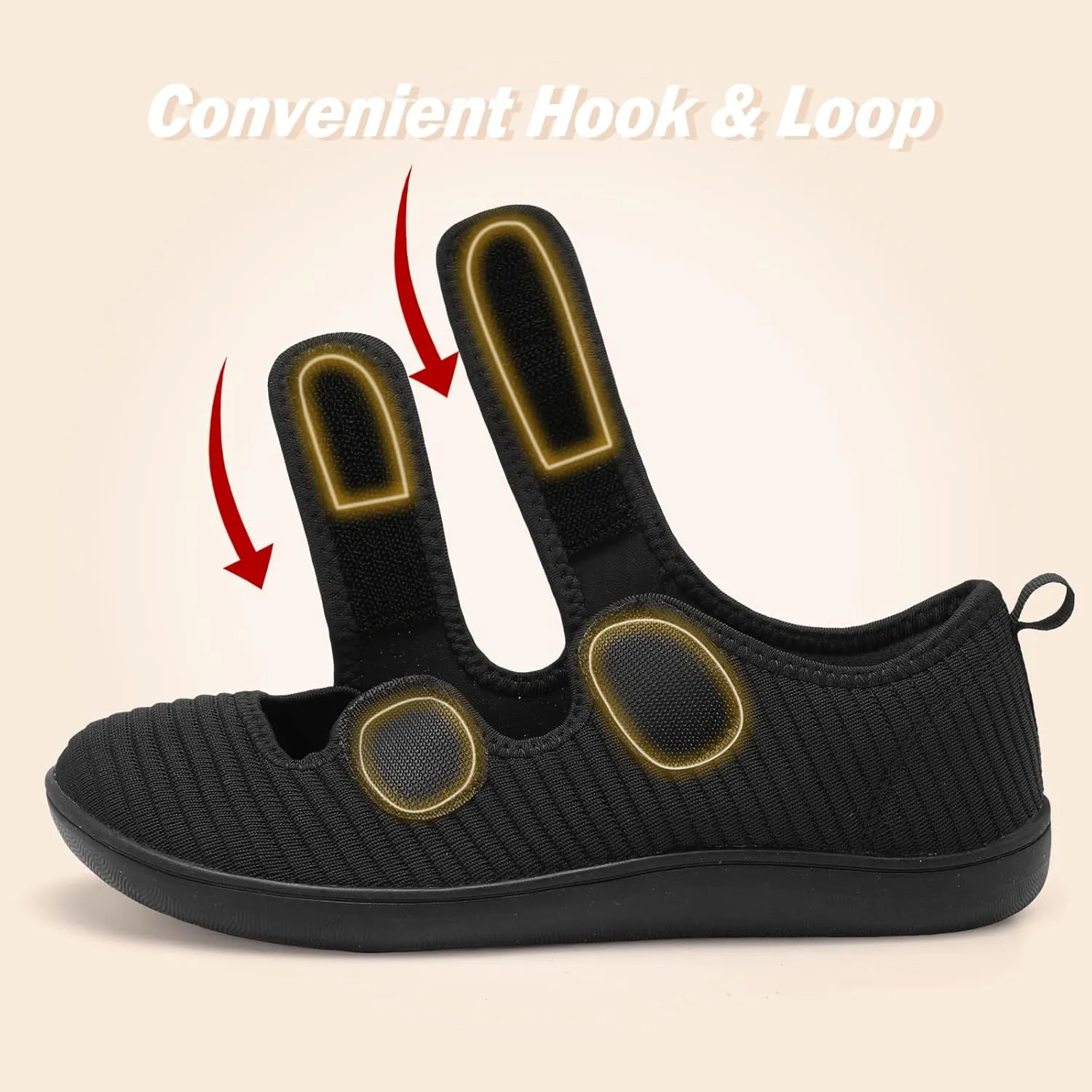 Besroad Womens Walking Shoes Wide Diabetic Shoes Adjustable Barefoot Casual Sneakers Breathable Zero Drop Arthritis Edema Sneakers Indoor Outdoor