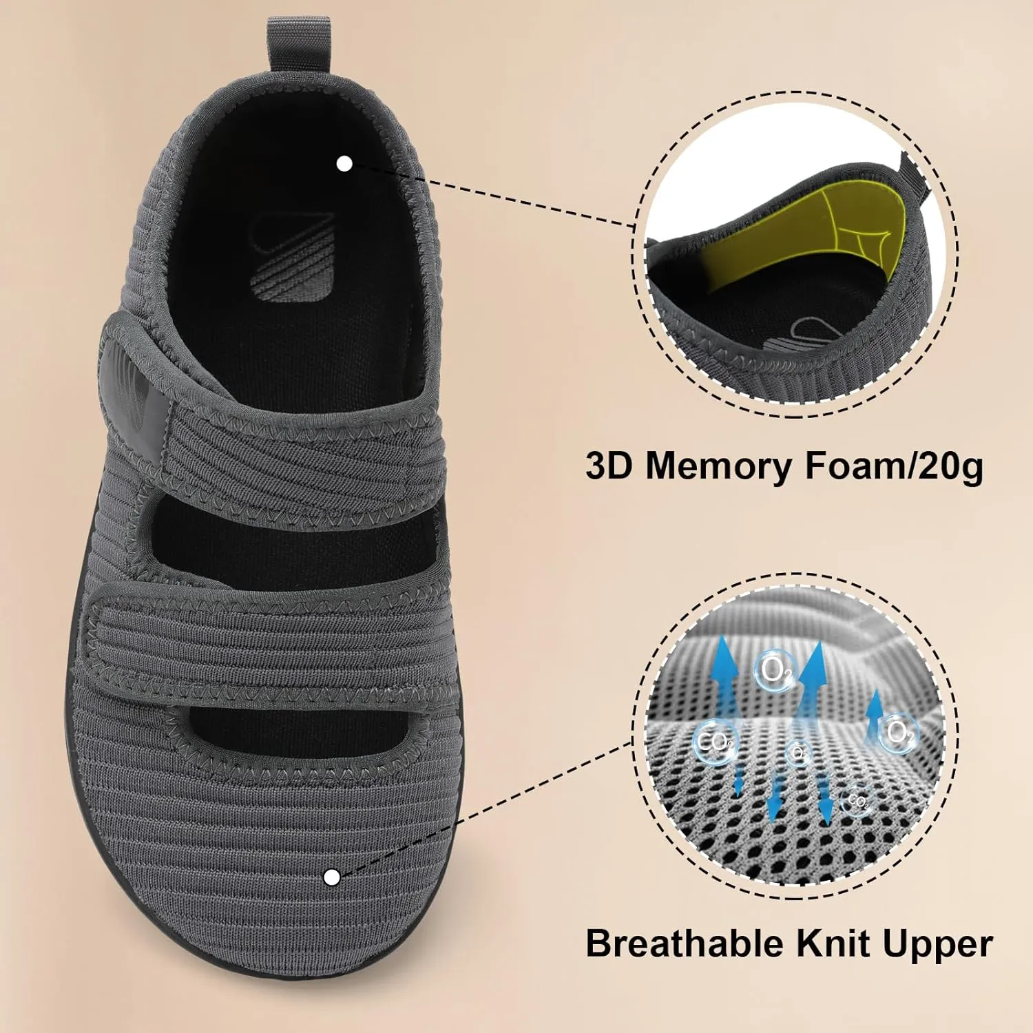 Besroad Womens Walking Shoes Wide Diabetic Shoes Adjustable Barefoot Casual Sneakers Breathable Zero Drop Arthritis Edema Sneakers Indoor Outdoor