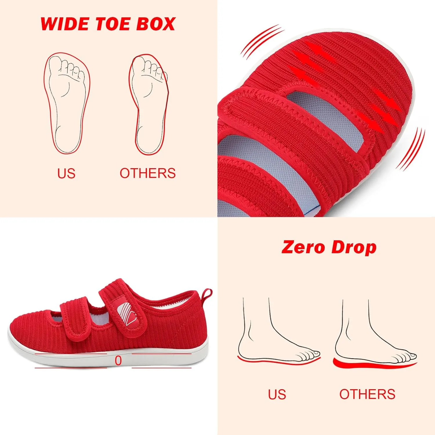 Besroad Womens Walking Shoes Wide Diabetic Shoes Adjustable Barefoot Casual Sneakers Breathable Zero Drop Arthritis Edema Sneakers Indoor Outdoor