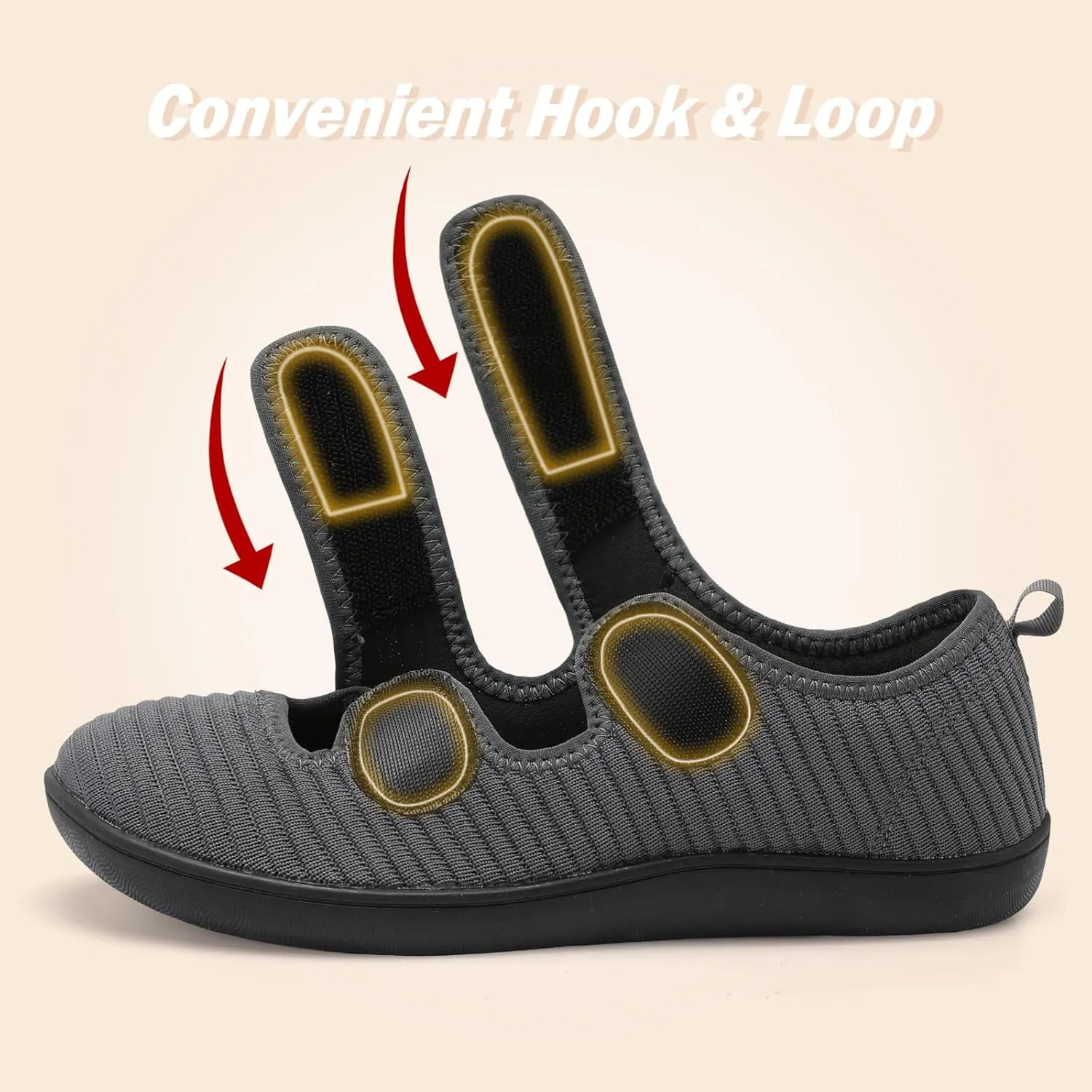 Besroad Womens Walking Shoes Wide Diabetic Shoes Adjustable Barefoot Casual Sneakers Breathable Zero Drop Arthritis Edema Sneakers Indoor Outdoor