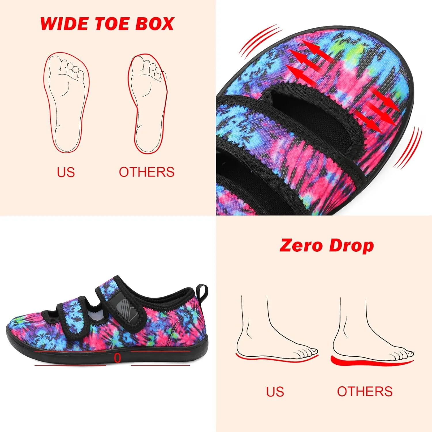 Besroad Womens Walking Shoes Wide Diabetic Shoes Adjustable Barefoot Casual Sneakers Breathable Zero Drop Arthritis Edema Sneakers Indoor Outdoor