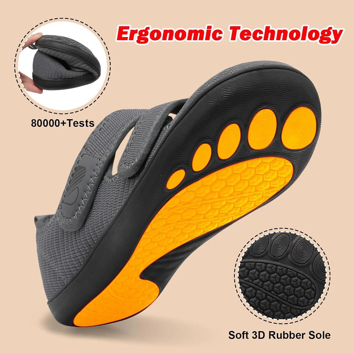 Besroad Womens Walking Shoes Wide Diabetic Shoes Adjustable Barefoot Casual Sneakers Breathable Zero Drop Arthritis Edema Sneakers Indoor Outdoor