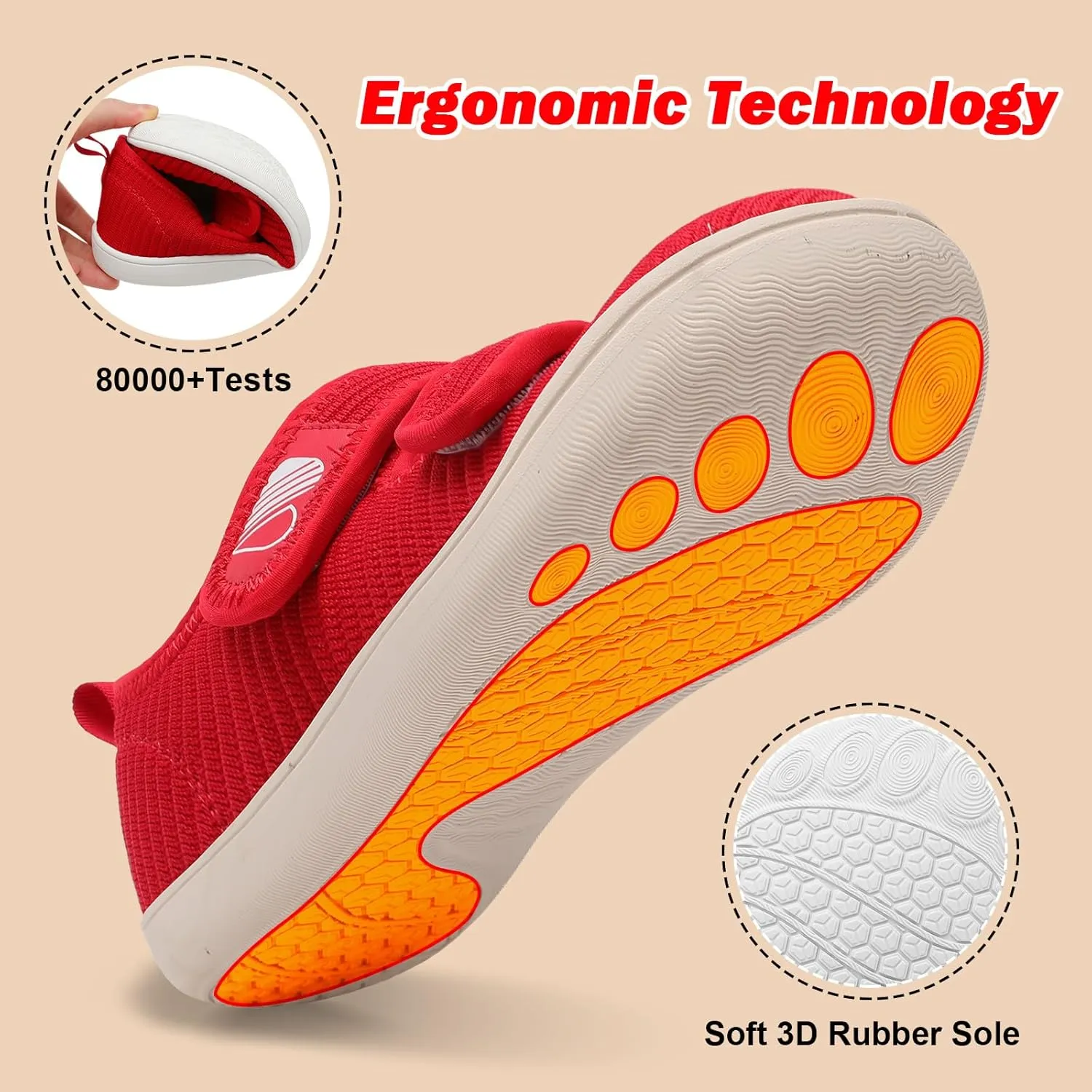 Besroad Womens Walking Shoes Wide Diabetic Shoes Adjustable Barefoot Casual Sneakers Breathable Zero Drop Arthritis Edema Sneakers Indoor Outdoor