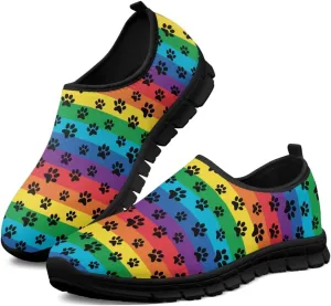 Binienty Printed Slip on Loafers for Women Work Breathable Mesh Barefoot No Laces Running Hiking Tennis Shoe