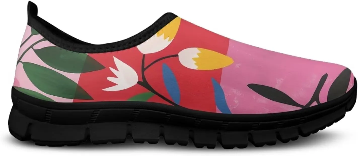 Binienty Slip on Barefoot Shoes Women Low Cut Platform Loafers Fashion Mesh Kint Walking Shoes with EVA Sole