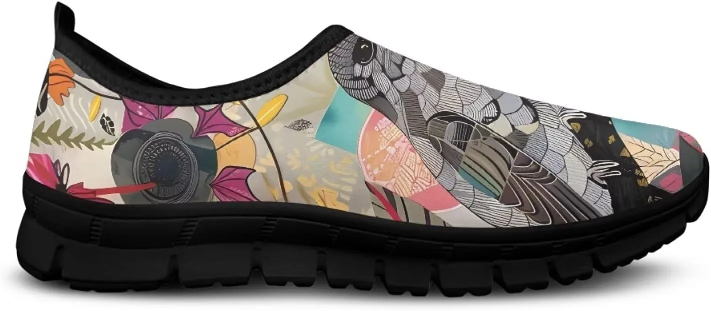 Binienty Slip on Barefoot Shoes Women Low Cut Platform Loafers Fashion Mesh Kint Walking Shoes with EVA Sole