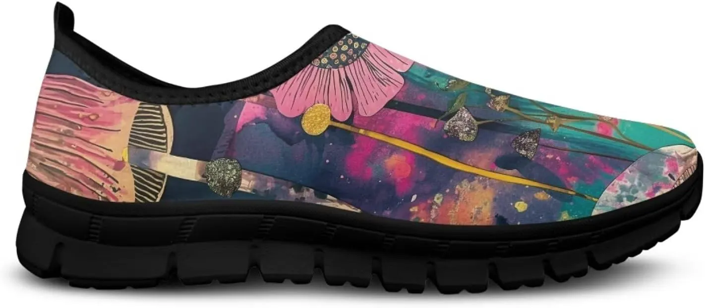 Binienty Slip on Barefoot Shoes Women Low Cut Platform Loafers Fashion Mesh Kint Walking Shoes with EVA Sole