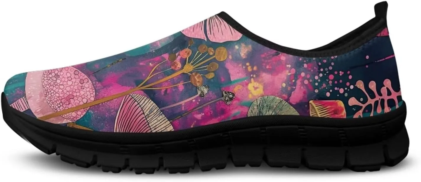 Binienty Slip on Barefoot Shoes Women Low Cut Platform Loafers Fashion Mesh Kint Walking Shoes with EVA Sole