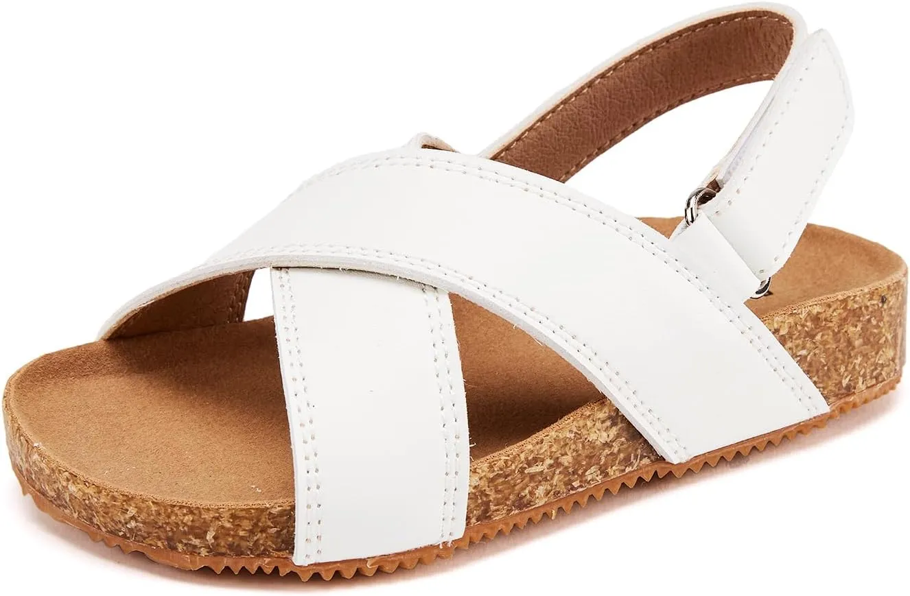 BMCiTYBM Toddler Boys Girls Sandals Open Toe Arch Support Slides Adjustable Straps Cork Footbed Slippers for Indoor Outdoor