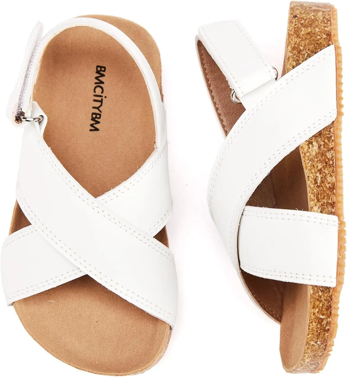 BMCiTYBM Toddler Boys Girls Sandals Open Toe Arch Support Slides Adjustable Straps Cork Footbed Slippers for Indoor Outdoor