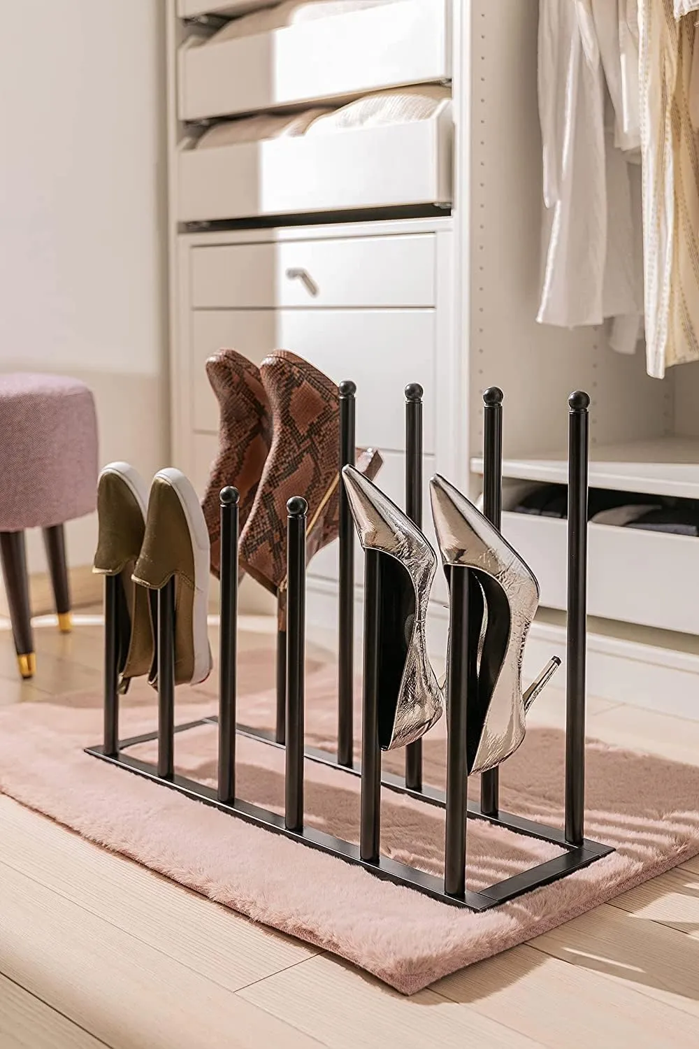 Boot Rack for Boot Storage - Boot Rack Organizer for Tall Boots, Cowboy Boots, Rain Boots, Walking Boots, Sports Boots, Shoes & Sneakers. Boot Storage Rack for 6 Pairs.