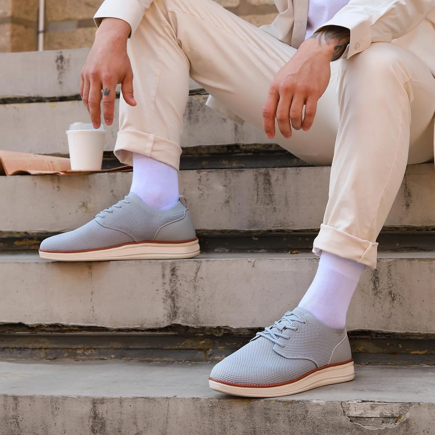 Breeze Shoes for Men Lace-Up Lightweight Casual Comfortable Fashion Sneakers