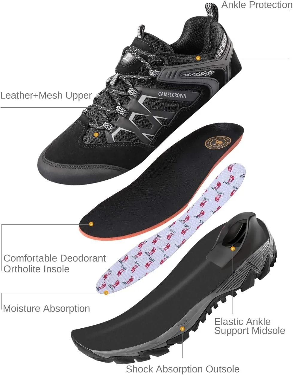 CAMEL CROWN Hiking Shoes Men Breathable Non-Slip Sneakers Lightweight Low Top for Outdoor Trailing Trekking Walking