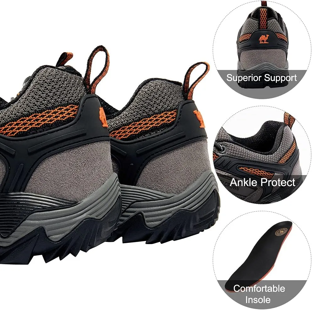 CAMEL CROWN Hiking Shoes Men Breathable Non-Slip Sneakers Lightweight Low Top for Outdoor Trailing Trekking Walking