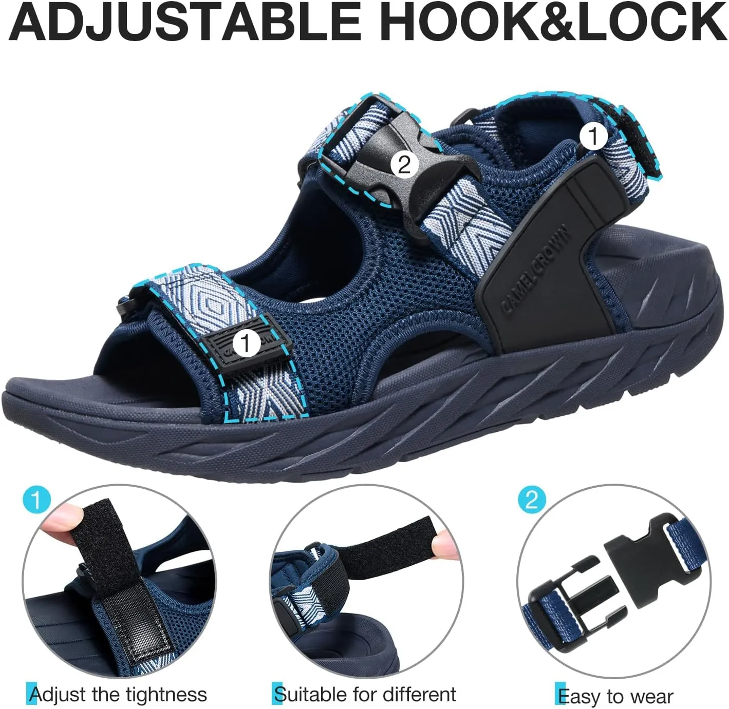 CAMEL CROWN Women's Hiking Sandals with Arch Support Walking Sandals for Women Outdoor Athletic Sandals with AdAdjustable Strap