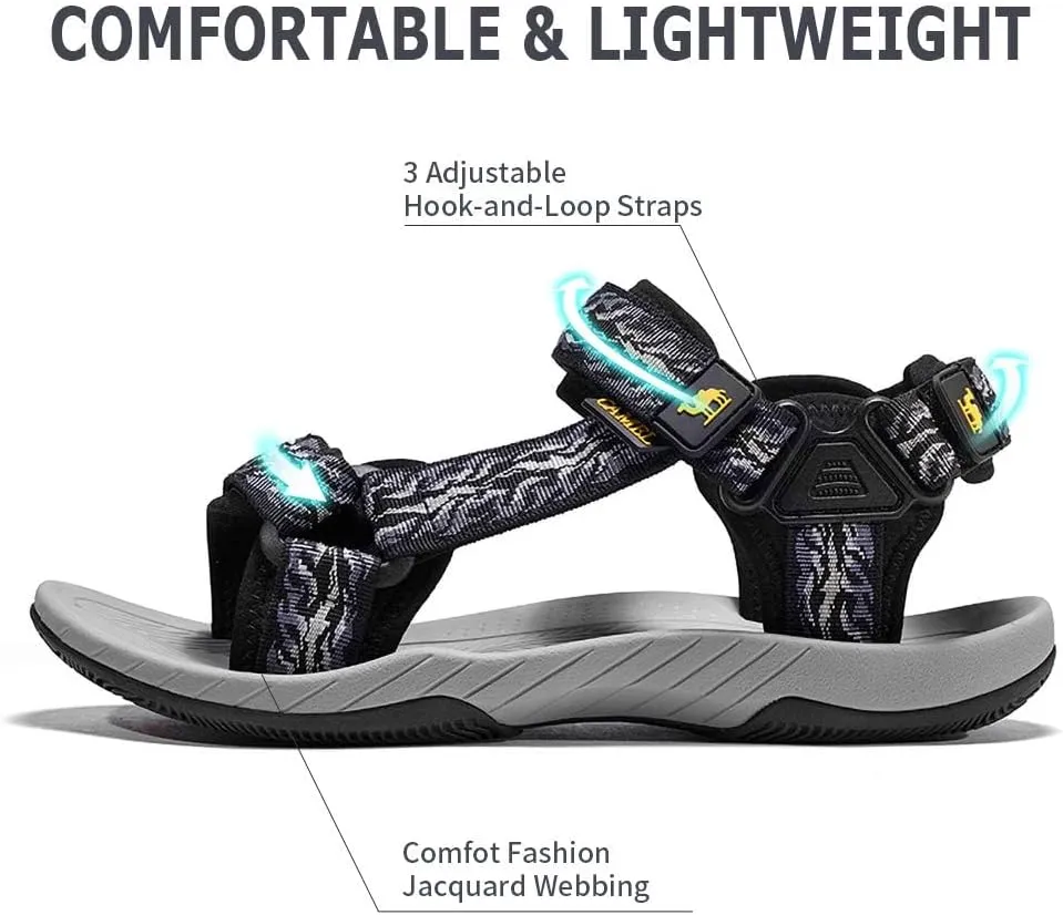 CAMELSPORTS Mens Athletic Sandals Outdoor Strap Summer Beach Sandals Waterproof Fisherman Water Shoes Open Toe Sport Gym Hiking Sandal