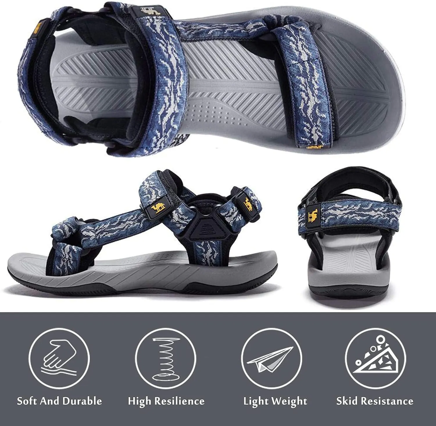 CAMELSPORTS Mens Athletic Sandals Outdoor Strap Summer Beach Sandals Waterproof Fisherman Water Shoes Open Toe Sport Gym Hiking Sandal