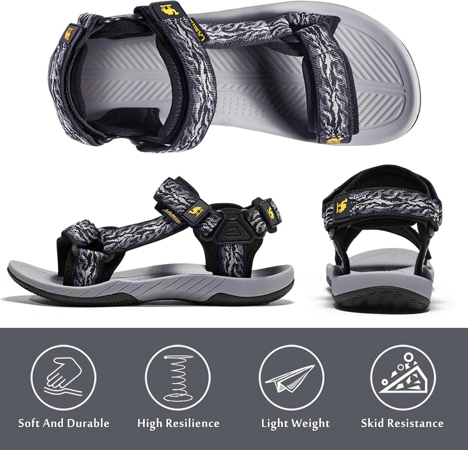 CAMELSPORTS Mens Athletic Sandals Outdoor Strap Summer Beach Sandals Waterproof Fisherman Water Shoes Open Toe Sport Gym Hiking Sandal