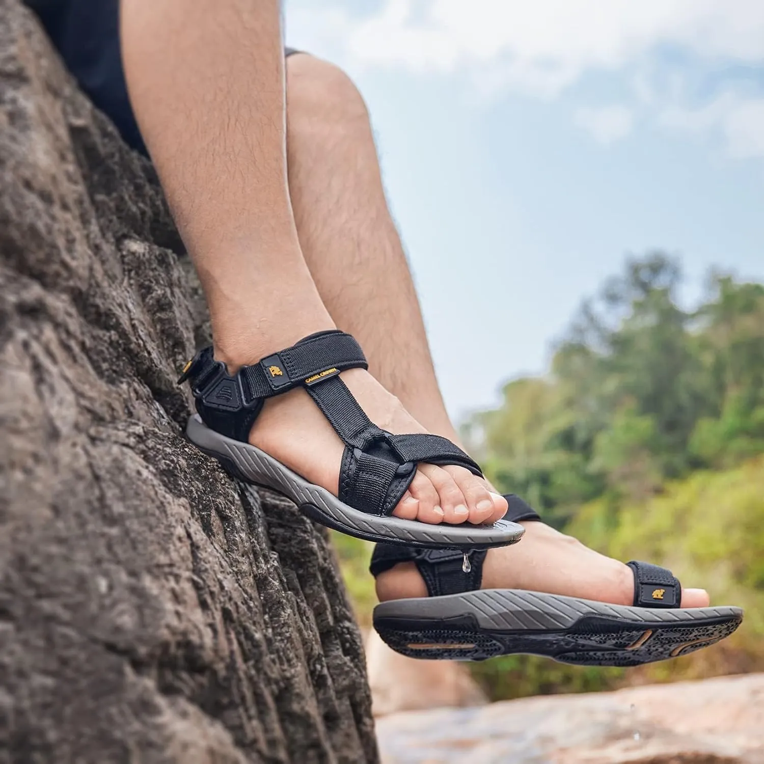 CAMELSPORTS Mens Athletic Sandals Outdoor Strap Summer Beach Sandals Waterproof Fisherman Water Shoes Open Toe Sport Gym Hiking Sandal