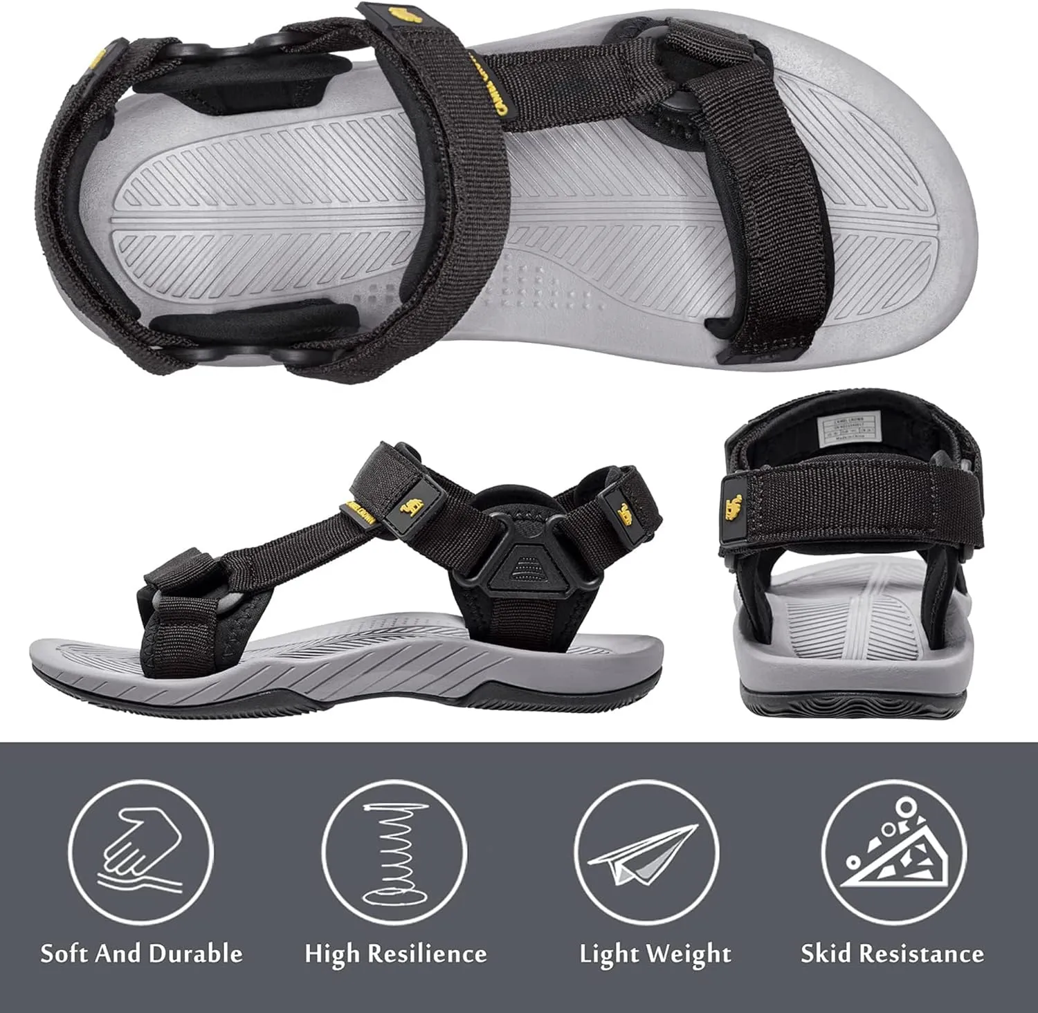 CAMELSPORTS Mens Athletic Sandals Outdoor Strap Summer Beach Sandals Waterproof Fisherman Water Shoes Open Toe Sport Gym Hiking Sandal