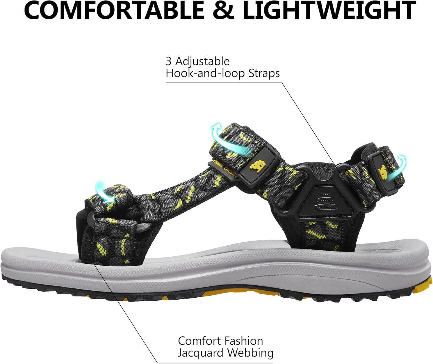 CAMELSPORTS Mens Athletic Sandals Outdoor Strap Summer Beach Sandals Waterproof Fisherman Water Shoes Open Toe Sport Gym Hiking Sandal