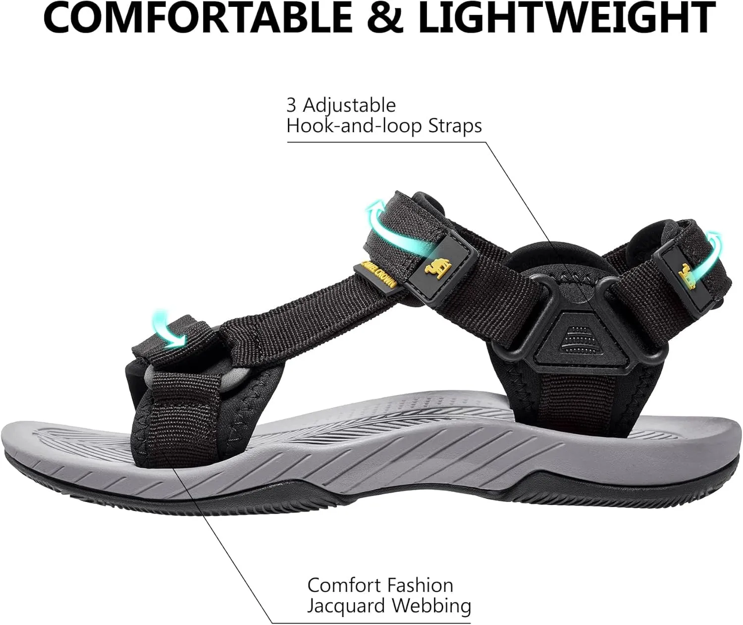 CAMELSPORTS Mens Athletic Sandals Outdoor Strap Summer Beach Sandals Waterproof Fisherman Water Shoes Open Toe Sport Gym Hiking Sandal