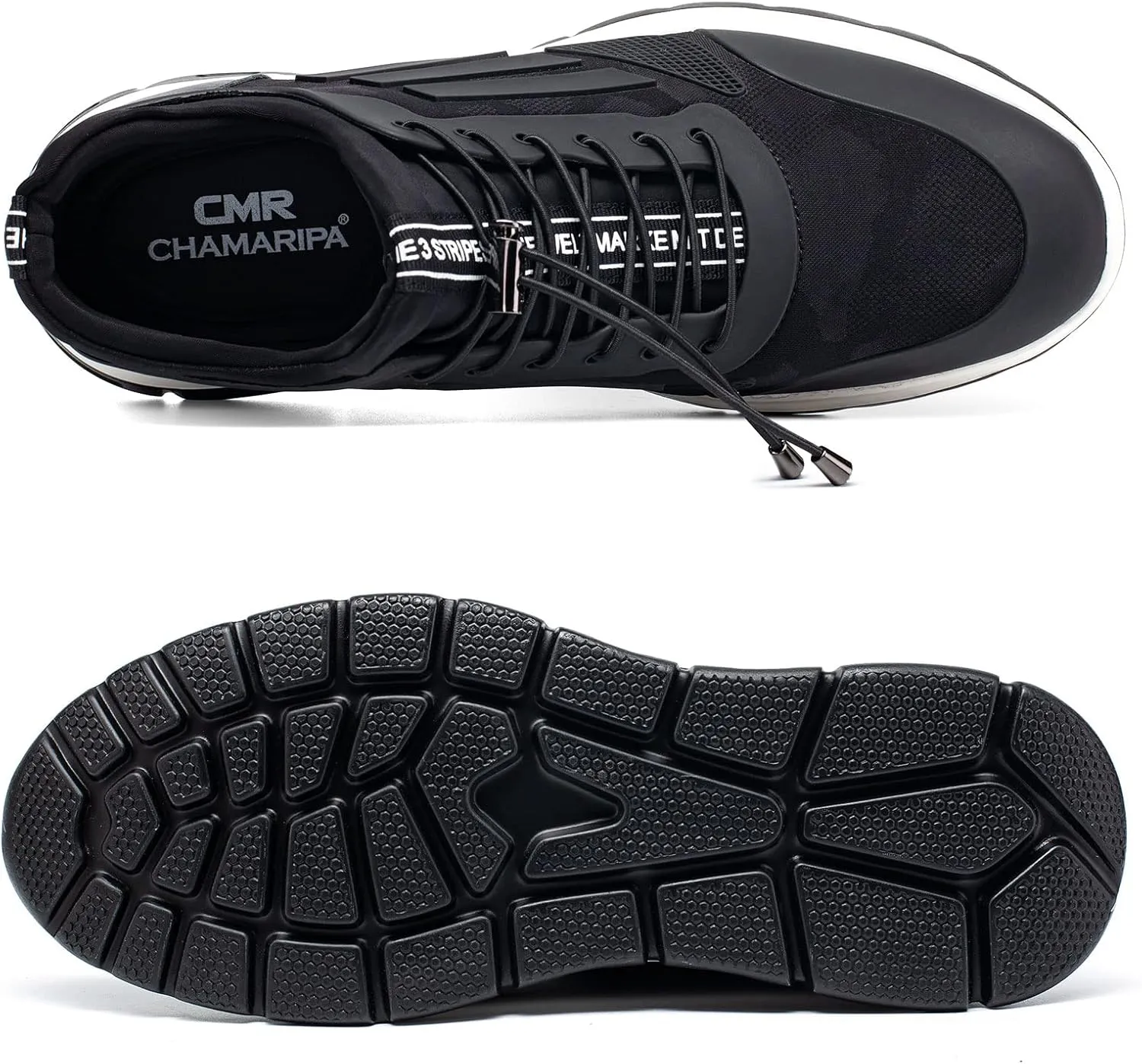 CHAMARIPA Men's Invisible Height Increasing Elevator Sneakers, Casual Fashion Hidden Heel Knit Shoes - Stylish, Comfortable, and Breathable 2.36"/ 2.76"/ 3.15" Inches Taller Handcrafted