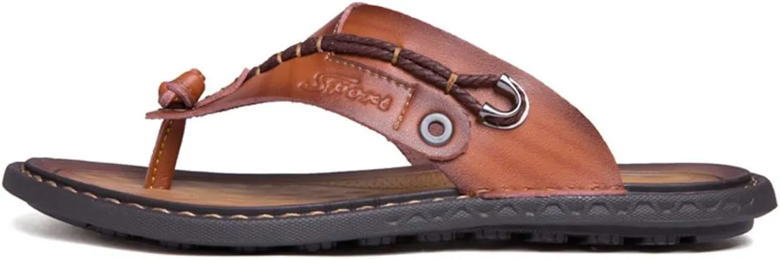 ChicWind Men's Flip Flops Thong Sandals Comfortable Leather Beach Slippers