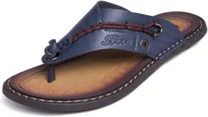 ChicWind Men's Flip Flops Thong Sandals Comfortable Leather Beach Slippers