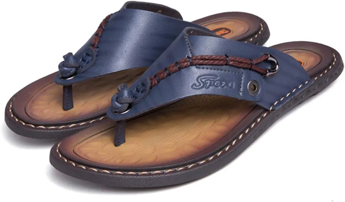 ChicWind Men's Flip Flops Thong Sandals Comfortable Leather Beach Slippers