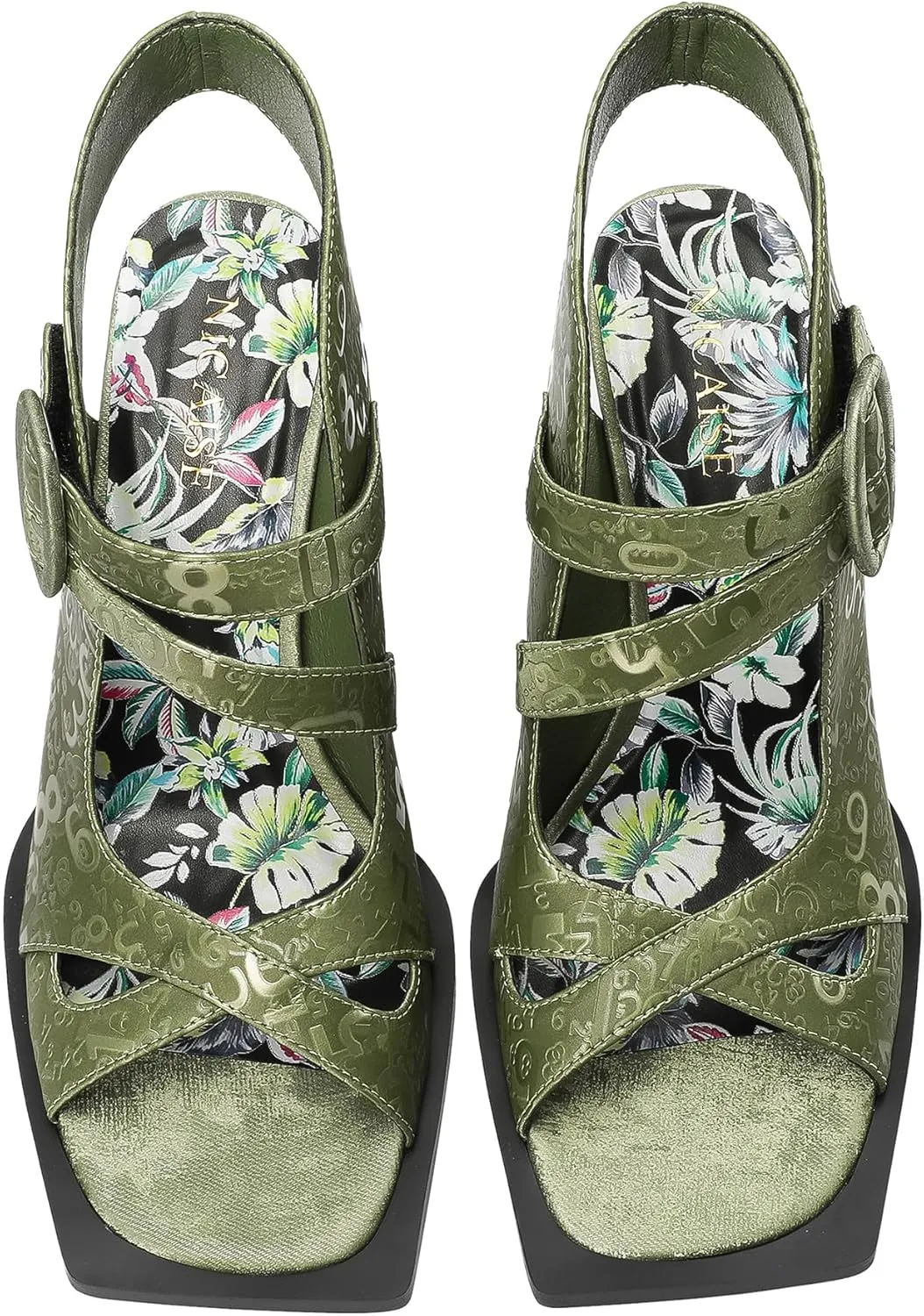 Chunky Gladiator Sandals for Women Summer Dressy High Heels Square Toe Block Sandalias Para Mujer Open Toe Faux Leather Strappy Outdoor Ladies Wedding 3 Inch Sandles