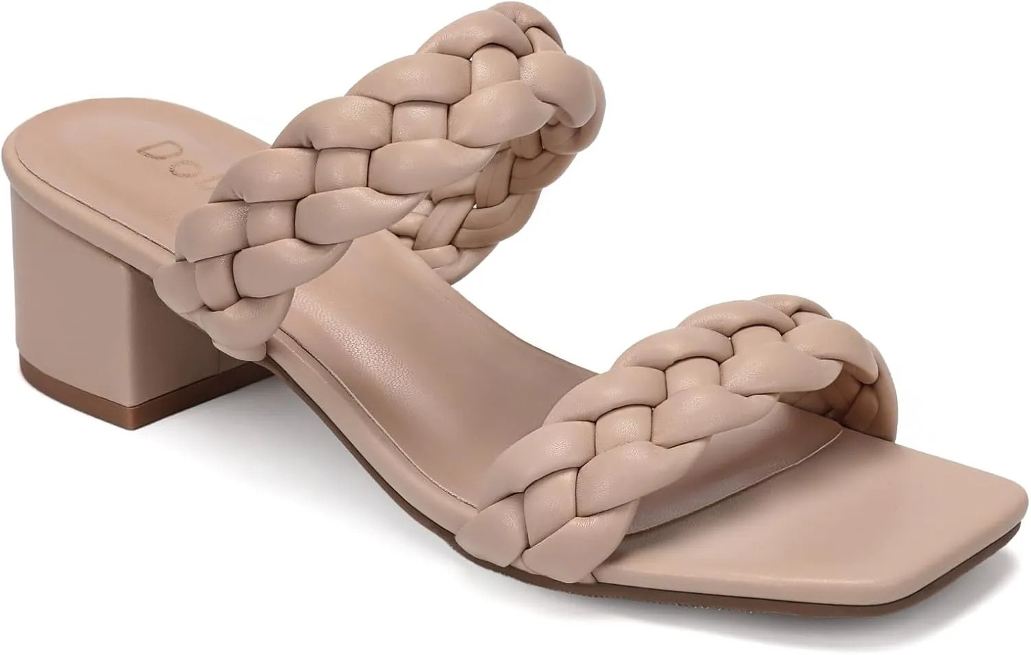 Chunky Heels for Women Braided Dressy Sandals Square Open Toe Summer Shoes