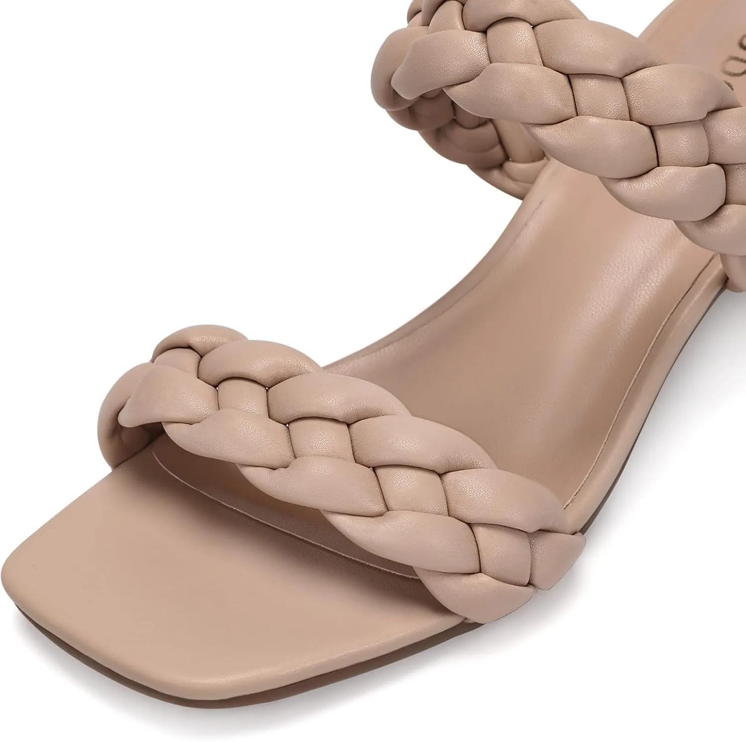 Chunky Heels for Women Braided Dressy Sandals Square Open Toe Summer Shoes