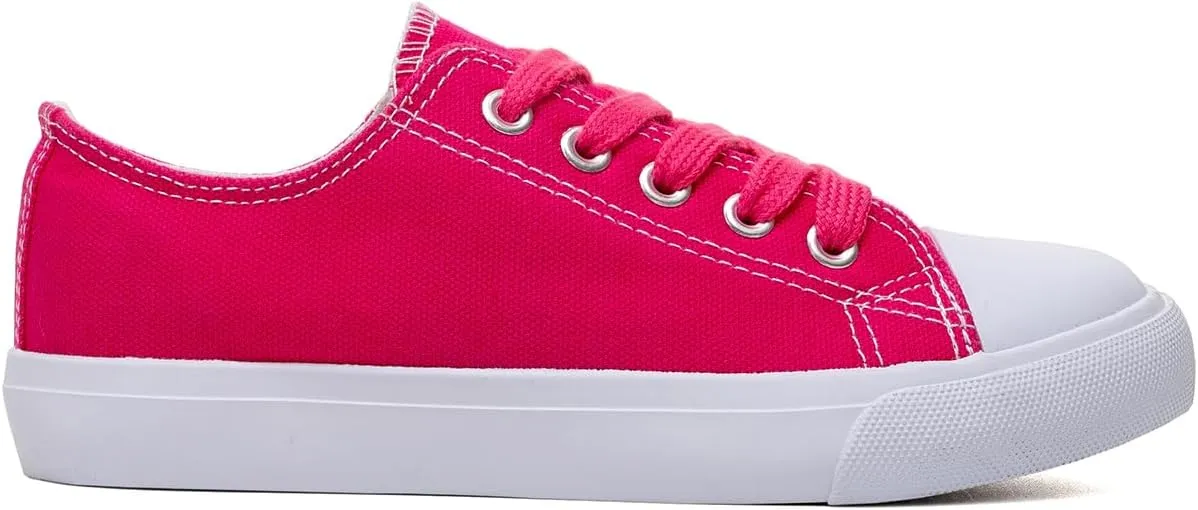Classic Unisex Low-Top Canvas Sneakers – Boys Girls and Toddler Casual Lace-Up Shoes with Rubber Sole, Includes Extra White Shoelaces