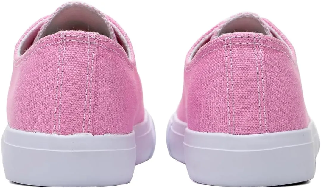 Classic Unisex Low-Top Canvas Sneakers – Boys Girls and Toddler Casual Lace-Up Shoes with Rubber Sole, Includes Extra White Shoelaces