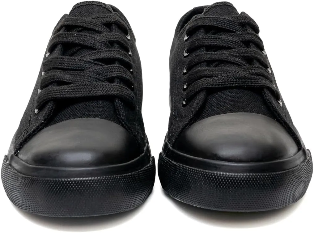 Classic Unisex Low-Top Canvas Sneakers – Boys Girls and Toddler Casual Lace-Up Shoes with Rubber Sole, Includes Extra White Shoelaces