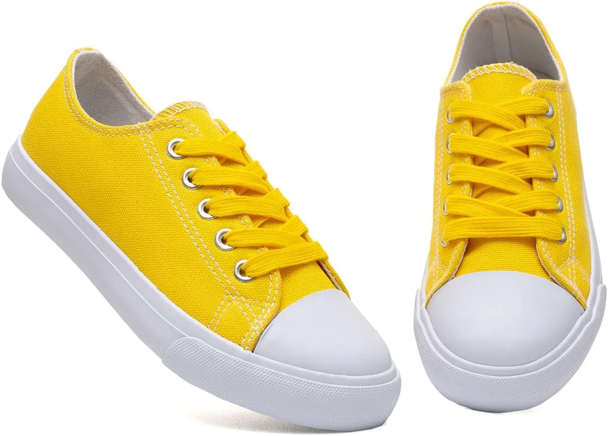 Classic Unisex Low-Top Canvas Sneakers – Boys Girls and Toddler Casual Lace-Up Shoes with Rubber Sole, Includes Extra White Shoelaces