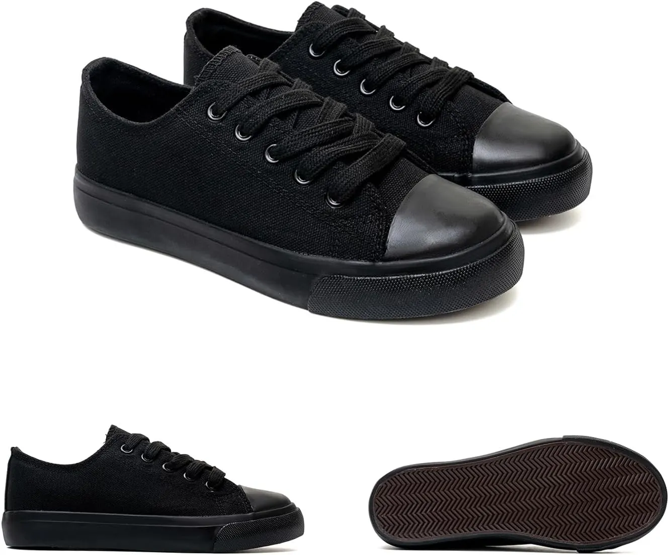 Classic Unisex Low-Top Canvas Sneakers – Boys Girls and Toddler Casual Lace-Up Shoes with Rubber Sole, Includes Extra White Shoelaces