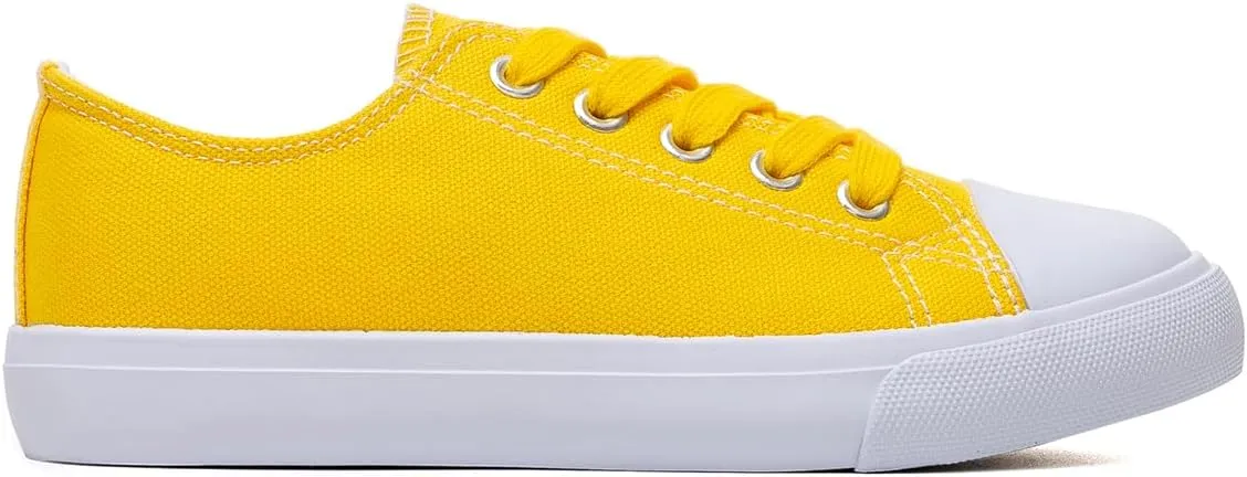 Classic Unisex Low-Top Canvas Sneakers – Boys Girls and Toddler Casual Lace-Up Shoes with Rubber Sole, Includes Extra White Shoelaces