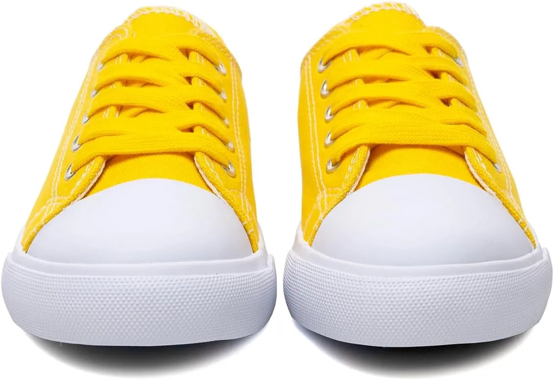 Classic Unisex Low-Top Canvas Sneakers – Boys Girls and Toddler Casual Lace-Up Shoes with Rubber Sole, Includes Extra White Shoelaces