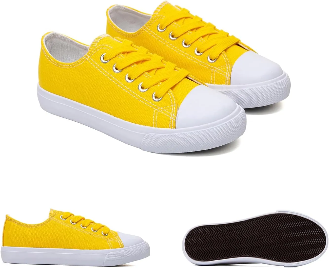 Classic Unisex Low-Top Canvas Sneakers – Boys Girls and Toddler Casual Lace-Up Shoes with Rubber Sole, Includes Extra White Shoelaces
